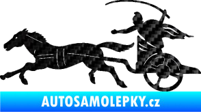 Samolepka Sparťanský bojovník 001 levá bojový vůz s koněm 3D karbon černý