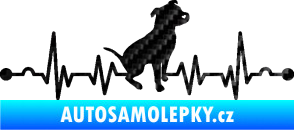 Samolepka Srdeční tep 007 pravá pitbull 3D karbon černý