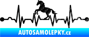 Samolepka Srdeční tep 010 levá  koník 3D karbon černý