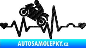 Samolepka Srdeční tep 013 levá motorkář 3D karbon černý