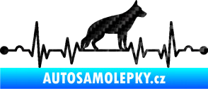 Samolepka Srdeční tep 014 pravá německý ovčák 3D karbon černý