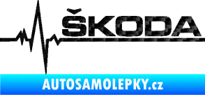 Samolepka Srdeční tep 034 pravá Škoda 3D karbon černý