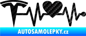 Samolepka Srdeční tep 043 levá Tesla 3D karbon černý