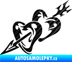 Samolepka Srdíčka 001 levá se šípem 3D karbon černý