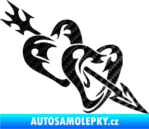Samolepka Srdíčka 001 pravá se šípem 3D karbon černý