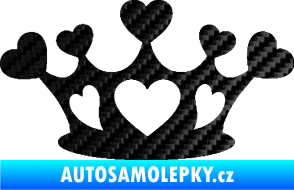 Samolepka Srdíčka korunka 3D karbon černý