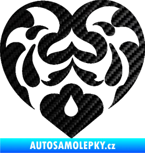 Samolepka Srdíčko 007 3D karbon černý
