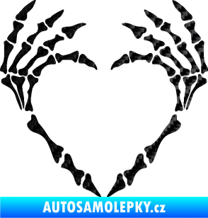 Samolepka Srdíčko z kostí 3D karbon černý