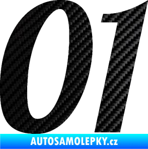 Samolepka Startovní číslo 01 typ 3 3D karbon černý