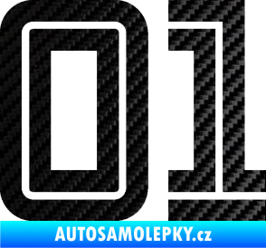 Samolepka Startovní číslo 01 typ 7 3D karbon černý