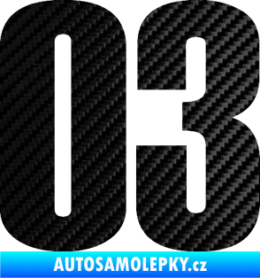 Samolepka Startovní číslo 03 typ 2   3D karbon černý