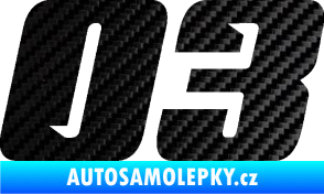 Samolepka Startovní číslo 03 typ 6 3D karbon černý
