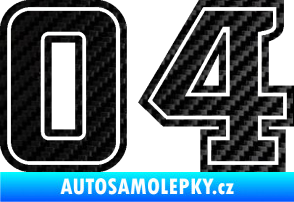 Samolepka Startovní číslo 04 typ 5 3D karbon černý