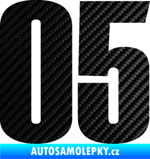 Samolepka Startovní číslo 05 typ 2 3D karbon černý