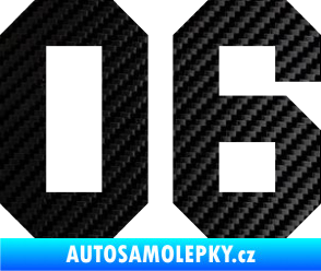 Samolepka Startovní číslo 06 3D karbon černý