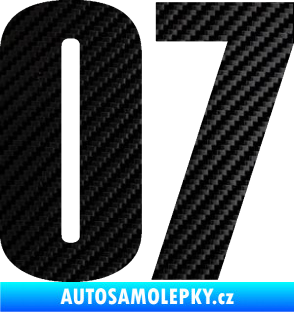 Samolepka Startovní číslo 07 typ 2   3D karbon černý