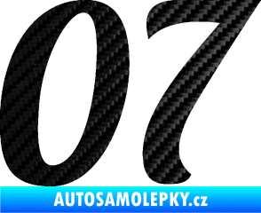 Samolepka Startovní číslo 07 typ 3 3D karbon černý