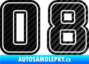 Samolepka Startovní číslo 08 typ 5 3D karbon černý