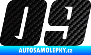 Samolepka Startovní číslo 09 typ 6 3D karbon černý