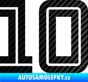 Samolepka Startovní číslo 10 typ 7 3D karbon černý