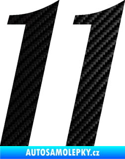 Samolepka Startovní číslo 11 typ 3   3D karbon černý