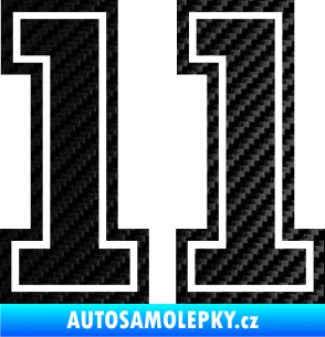 Samolepka Startovní číslo 11 typ 5 3D karbon černý