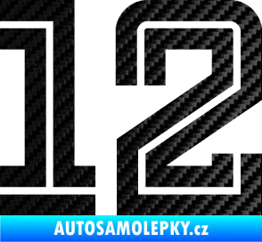 Samolepka Startovní číslo 12 typ 7 3D karbon černý