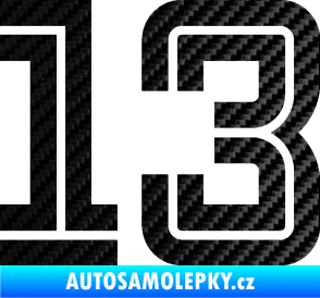 Samolepka Startovní číslo 13 typ 7 3D karbon černý