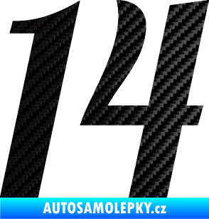 Samolepka Startovní číslo 14 typ 3      3D karbon černý