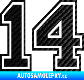 Samolepka Startovní číslo 14 typ 4 3D karbon černý
