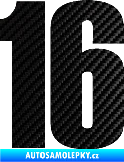 Samolepka Startovní číslo 16 typ 2   3D karbon černý