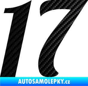 Samolepka Startovní číslo 17 typ 3        3D karbon černý