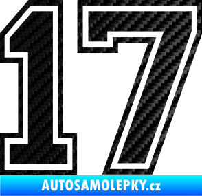 Samolepka Startovní číslo 17 typ 4 3D karbon černý