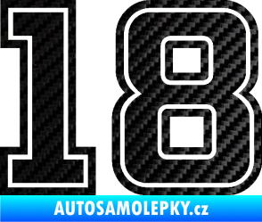 Samolepka Startovní číslo 18 typ 5 3D karbon černý