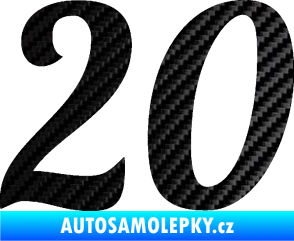 Samolepka Startovní číslo 20 typ 3           3D karbon černý