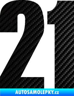Samolepka Startovní číslo 21 typ 2        3D karbon černý