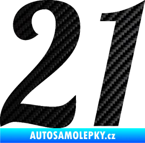 Samolepka Startovní číslo 21 typ 3 3D karbon černý