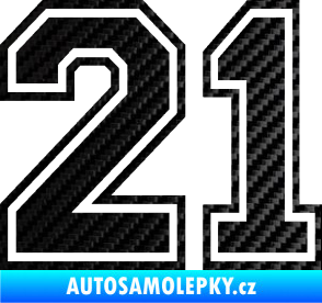 Samolepka Startovní číslo 21 typ 4 3D karbon černý