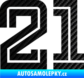 Samolepka Startovní číslo 21 typ 7 3D karbon černý