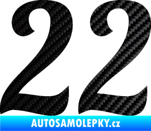 Samolepka Startovní číslo 22 typ 3 3D karbon černý
