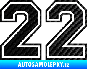 Samolepka Startovní číslo 22 typ 4 3D karbon černý