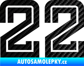 Samolepka Startovní číslo 22 typ 7 3D karbon černý