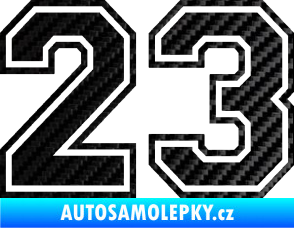 Samolepka Startovní číslo 23 typ 4 3D karbon černý