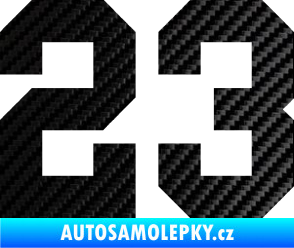 Samolepka Startovní číslo 23 3D karbon černý