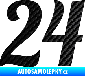 Samolepka Startovní číslo 24 typ 3 3D karbon černý