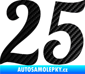 Samolepka Startovní číslo 25 typ 3 3D karbon černý