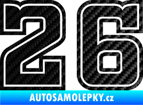 Samolepka Startovní číslo 26 typ 5 3D karbon černý