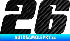 Samolepka Startovní číslo 26 typ 6 3D karbon černý