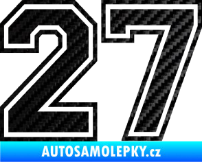 Samolepka Startovní číslo 27 typ 4 3D karbon černý
