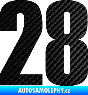 Samolepka Startovní číslo 28 typ 2    3D karbon černý